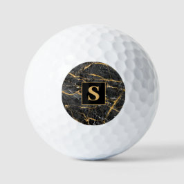 Monogram Black Gold Marmor Golfball