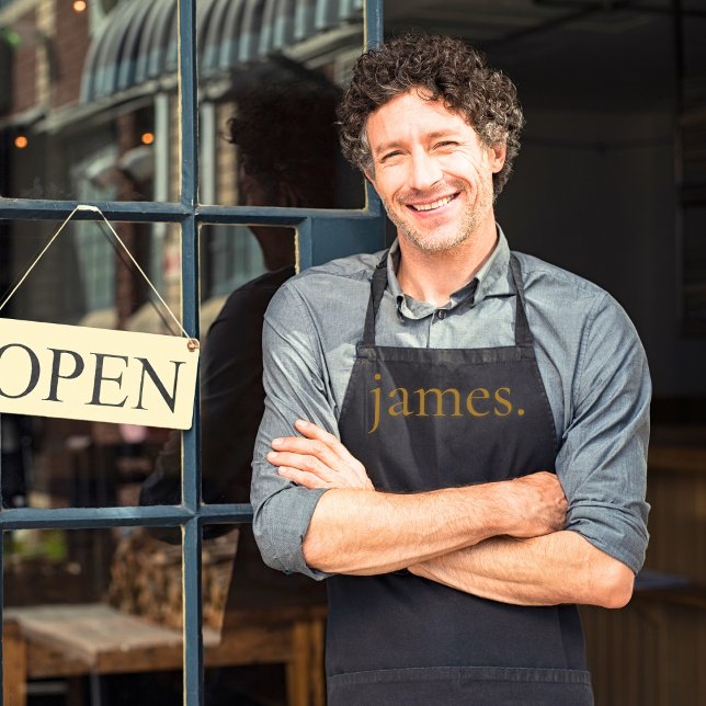 Monogram Black Gold Modern Einfach seinen Namen Schürze (Von Creator hochgeladen)