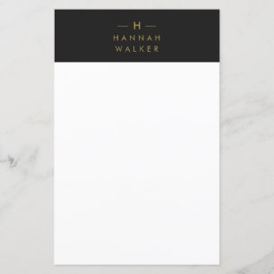 Monogram Black Gold Moderne Minimalistische Stat