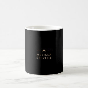 Monogram Black Gold   Modernes Chic Elegant Kaffeetasse