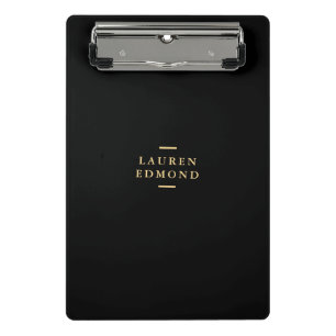 Monogram Black Gold   Modernes Chic Elegant Mini Klemmbrett
