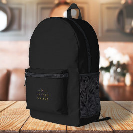 Monogram Black Gold | Modernes Minimalistisches El Bedruckter Rucksack