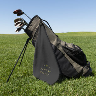 Monogram Black Gold Modernes Minimalistisches El Golfhandtuch