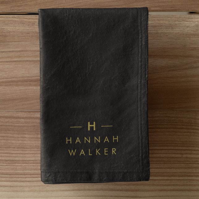 Monogram Black Gold | Modernes Minimalistisches El Handtuch (Von Creator hochgeladen)