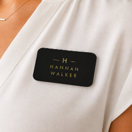 Monogram Black Gold | Modernes Minimalistisches El Namensschild