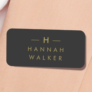 Monogram Black Gold   Modernes Minimalistisches El Namensschild