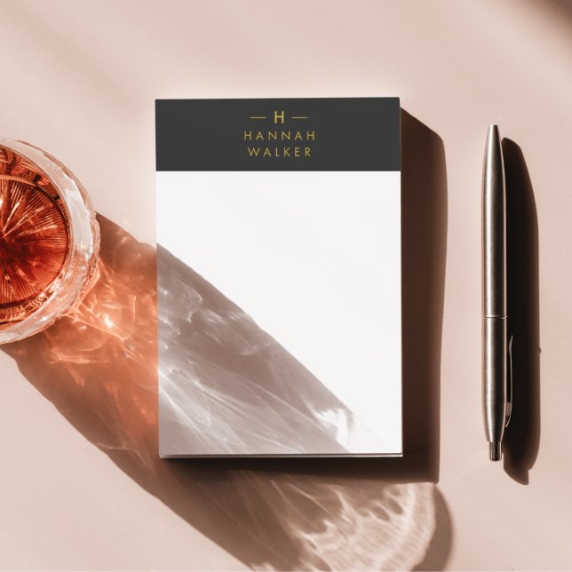 Monogram Black Gold | Modernes Minimalistisches El Post-it Klebezettel (Von Creator hochgeladen)