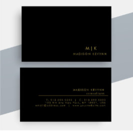 Monogram Black Gold | Modernes Minimalistisches El Visitenkarte