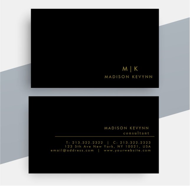 Monogram Black Gold | Modernes Minimalistisches El Visitenkarte (Von Creator hochgeladen)