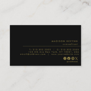 Monogram Black Gold   Modernes Minimalistisches El Visitenkarte