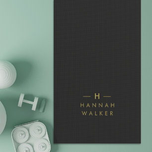 Monogram Black Gold Modernes Minimalistisches El Yogamatte