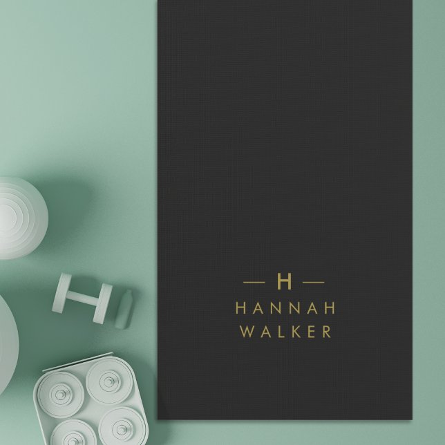 Monogram Black Gold | Modernes Minimalistisches El Yogamatte (Von Creator hochgeladen)