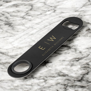 Monogram Black Gold Modernes Minimalistisches Eleg Speed Flaschenöffner