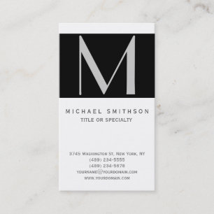 Monogram Black Grau White Simple Business Card Visitenkarte