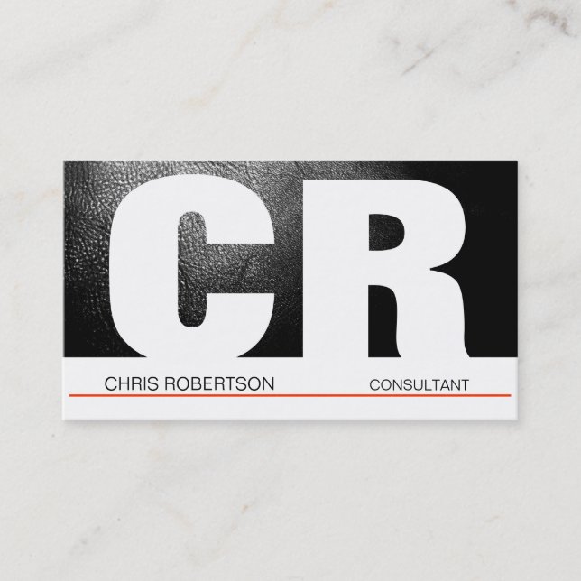 Monogram Black Gray Red White Business Card Visitenkarte (Vorderseite)