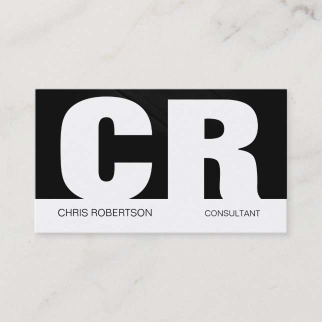 Monogram Black Gray White Business Card Visitenkarte (Vorderseite)