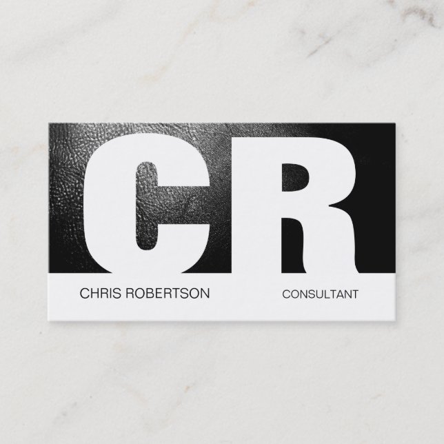 Monogram Black Gray White Business Card Visitenkarte (Vorderseite)