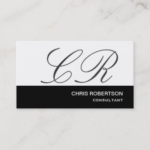 Monogram Black Gray White Consultant Business Card Visitenkarte