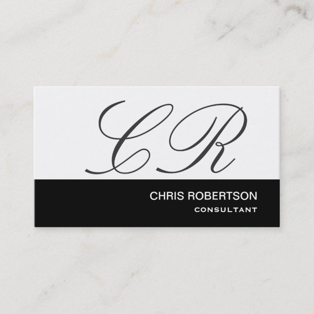 Monogram Black Gray White Consultant Business Card Visitenkarte (Vorderseite)