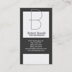 Monogram Black Gray White Schlicht Business Card Visitenkarte