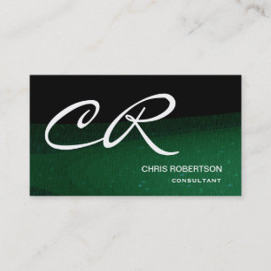 Monogram Black Green Consultant-Visitenkarte Visitenkarte