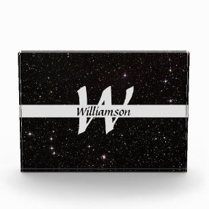 Monogram Black & Grey Name Initials Office-Geschen Fotoblock