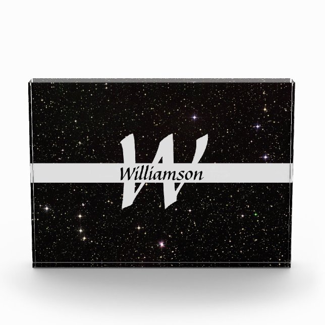 Monogram Black & Grey Name Initials Office-Geschen Fotoblock (Vorderseite)