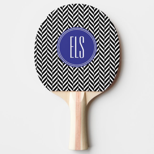 Monogram Black Herringbone Ping Pong Paddle Tischtennis Schläger (Vorderseite)