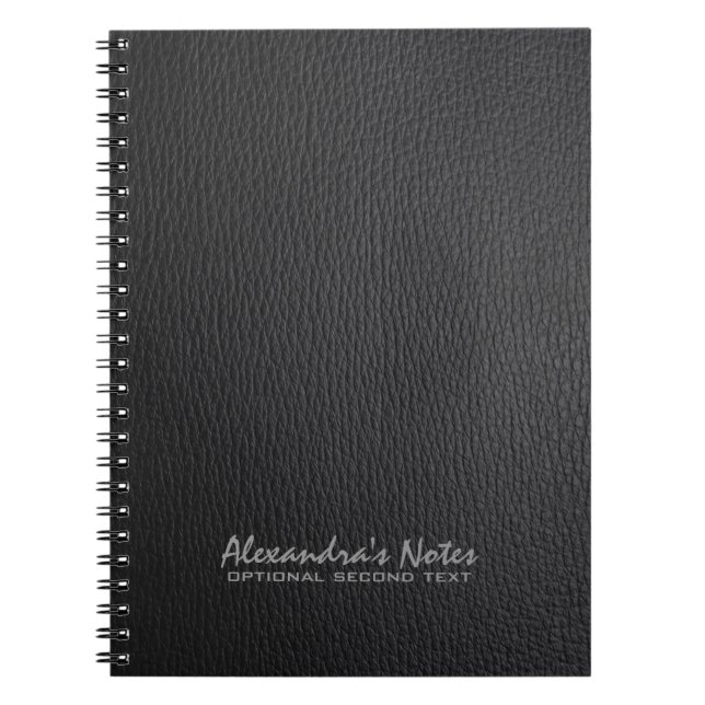 Monogram Black Leather Texture Look Notizblock (Vorderseite)