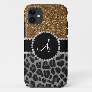 Monogram Black Leopard Glitzer Case-Mate iPhone Hülle