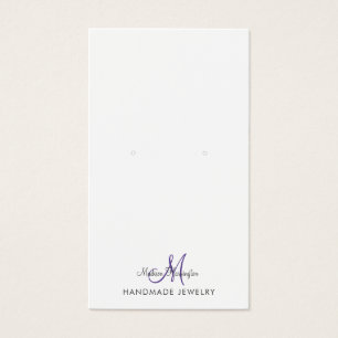 Monogram Black Lila Violet Earring Display Card