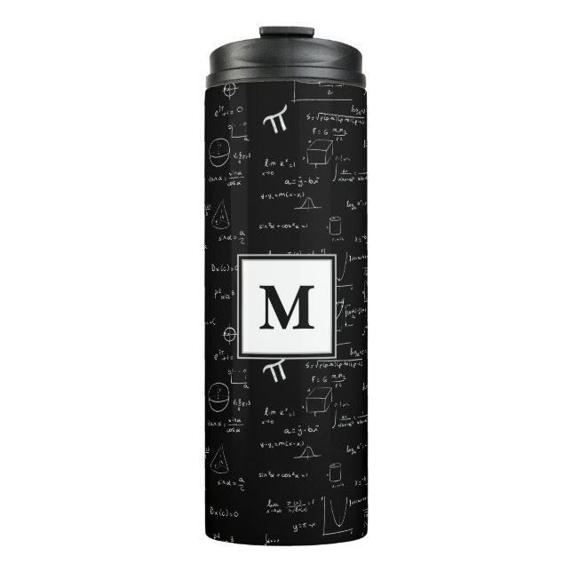 Monogram Black Math Geometry Algebra Thermosbecher (Vorderseite)