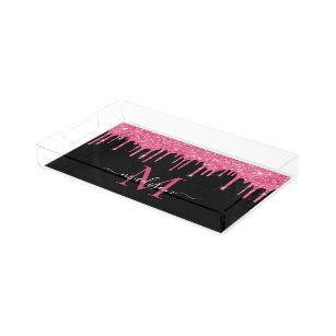 Monogram Black Metallic Hot Pink Driving Glitzer Acryl Tablett