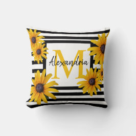 Monogram Black Mit Augen Susan Yellow Black Strip Kissen
