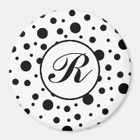 Monogram Black on White Polka Dot Pattern