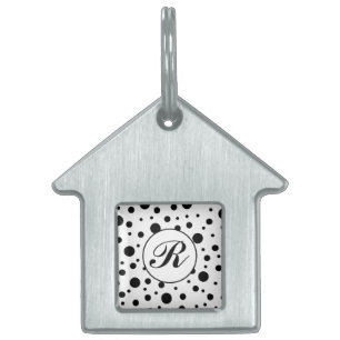 Monogram Black on White Polka Dot Pattern Tiermarke