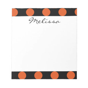 Monogram Black Orange Chic Polka Dot Pattern Notizblock