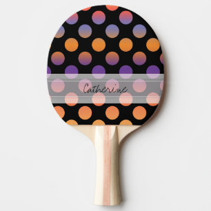 Monogram Black Orange Lila Red Polka Dot Pattern Tischtennis Schläger