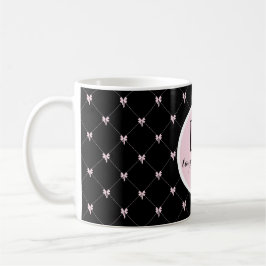 Monogram Black & Pink Bow Script Kaffeetasse