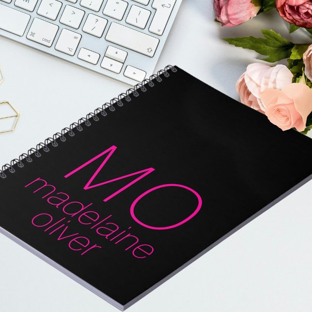 Monogram Black Pink Personal Notizblock (Von Creator hochgeladen)