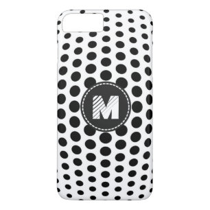 Monogram Black Polka Dots Muster iPhone 8 Plus/7 Plus Hülle