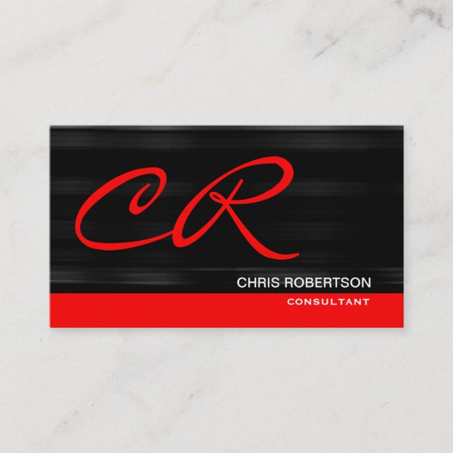Monogram Black Red Consultant Business Card Visitenkarte (Vorderseite)