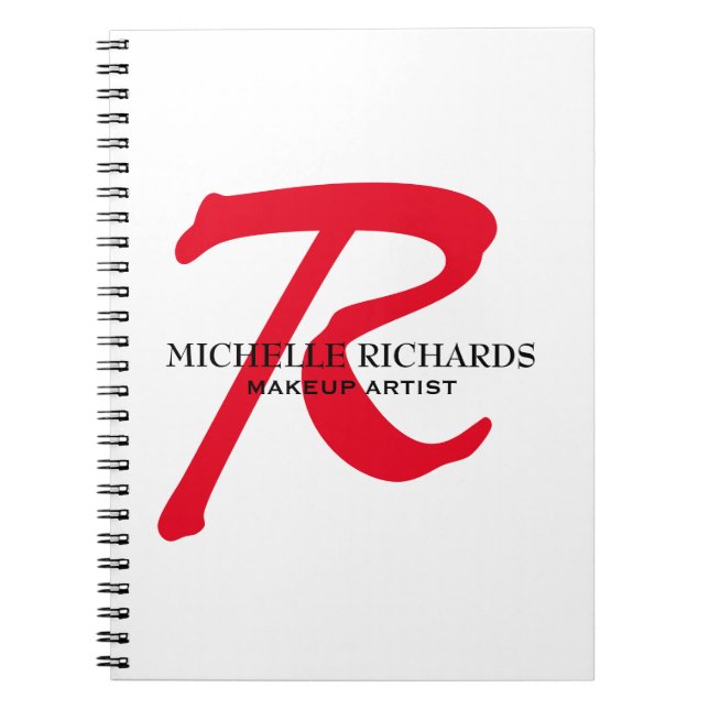 Monogram Black & Red Makeup Artist Notizblock (Vorderseite)