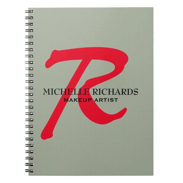 Monogram Black & Red Makeup Artist Notizblock (Vorderseite)