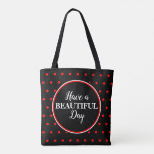Monogram Black Red Polka Dots Zitat