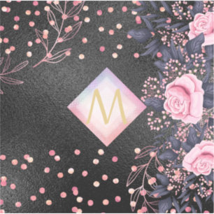 Monogram Black ROSEGOLD Pink Metallic Glitzer Girl Aufkleber