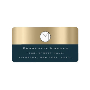 Monogram Black Sepia Gold Black Minimal Navy UAWG Adressaufkleber