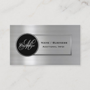 Monogram Black & Silver Business Card 3 Visitenkarte