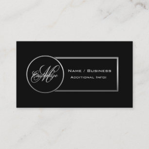 Monogram Black & Silver Business Card 4 Visitenkarte