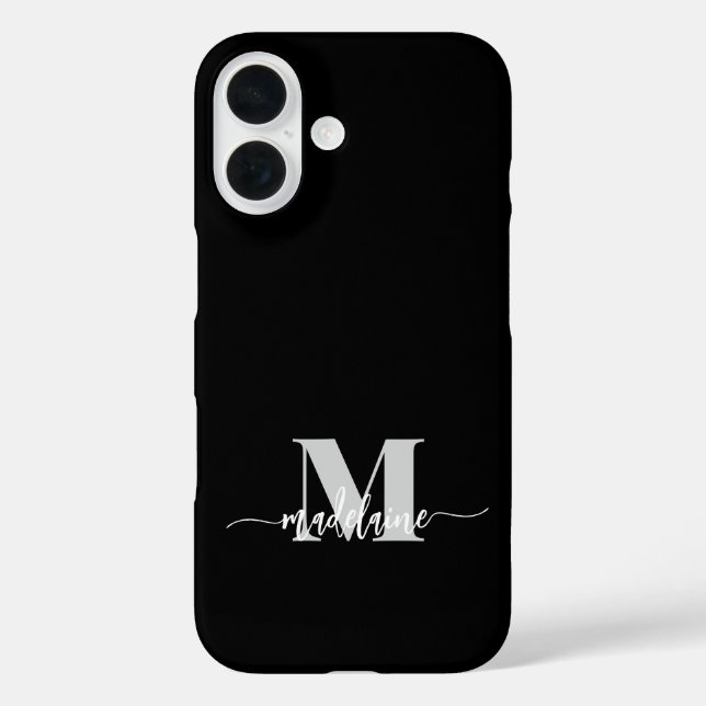 Monogram Black Silver White Personal Case-Mate iPhone Hülle (Rückseite)